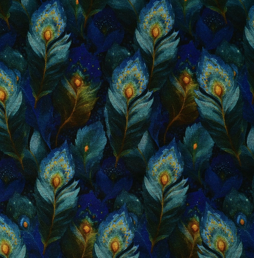 [MU-6117-1106] Punta di Roma Digital Peacock Feathers Petrol