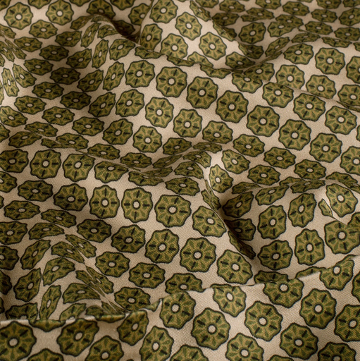 [NO-26014-027] Viscose Satin Retroprint Kaki