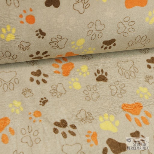 [MC-POLAIRE GLINT-7019] Wellnessfleece Print Paws - Beige