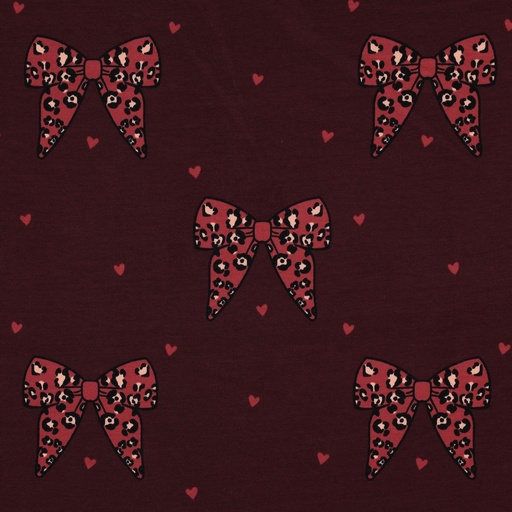 [VE-02077-004] French Terry Animal Skin Bows Burgundy