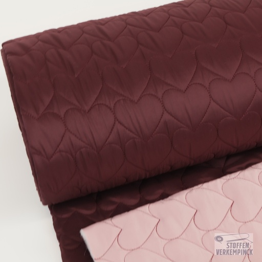 [KV-S2808R-1010] Matelassé Waterproof Hearts Dark Bordeaux