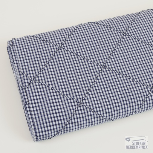 [KV-S2793R-3045] Cotton with Stitched Checks Small Carreaux Navy