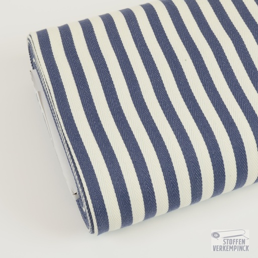 [KV-S2799R-1056] Herringbone Canvas 12 mm. Stripes Jeansblue