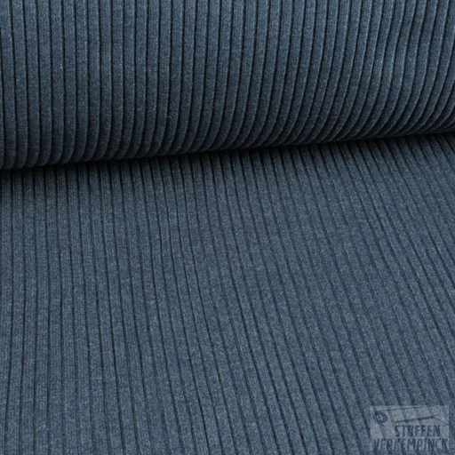 [VE-08752-075] Boordstof Heavy Rib Indigo Mélange