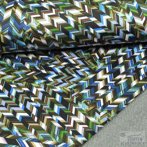 [KI-18480-690] Breedtestretch Grafhic Chevron Blue