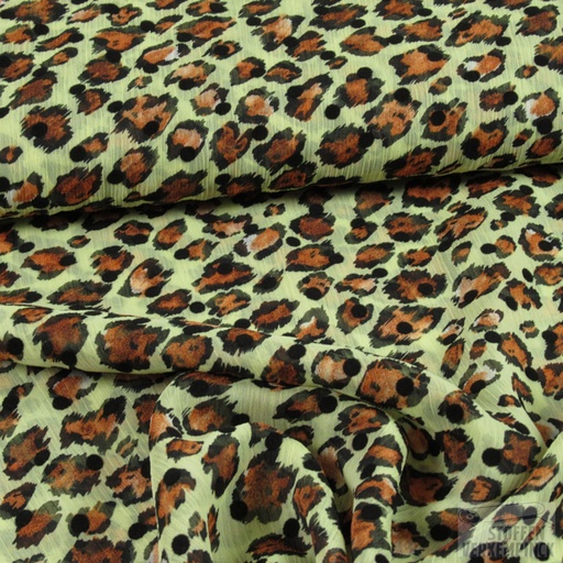 [NO-15029-033] Chiffon Flock Print Cheetah Pastel Geel