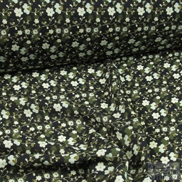 [184-0034] Crèpe Polyester Mille Fleurs Kaki