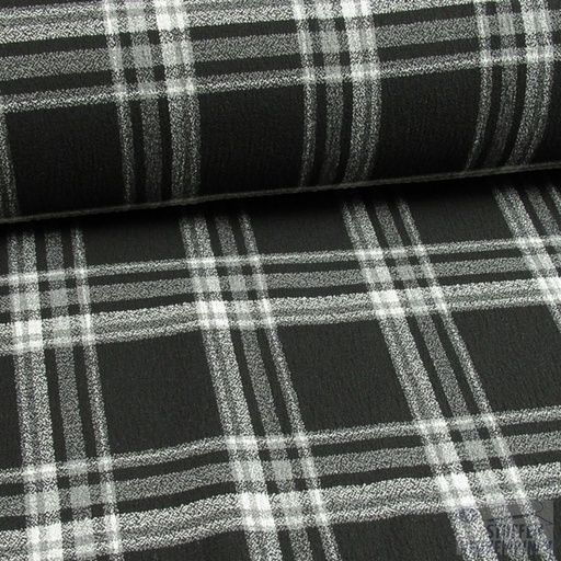 [QT-Q22119-169] Crêpe Stretch Ruit Zwart & Wit