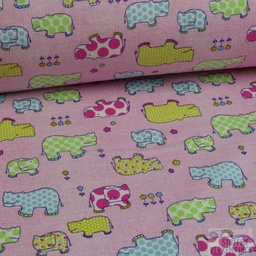 [POL-947006-2] Flanel Print Hippos Rose