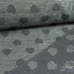 [EDI-S82079-999] Glitter Jacquard Hearts Grey