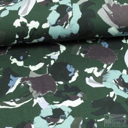 [EDI-S02125-600] Jersey Bloemenprint Donker Groen