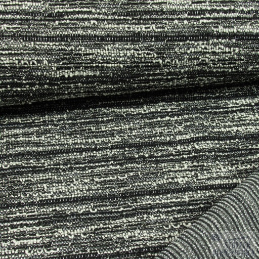 [HE-205075-0801] Jersey Strepen met Lurex Zwart/Ecru/Grijs