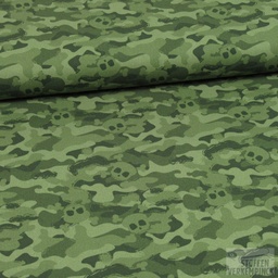 [MC-POPLIN-6003-7001] Katoen Print Camouflage Skulls Khaki