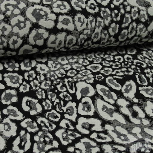 [NO-12464-051] Lengtestretch Jacquard Leopard Zwart & Wit