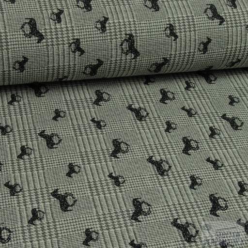 [EDI-S92030-900] Lengtestretch Jacquard Pied de Poule Horses