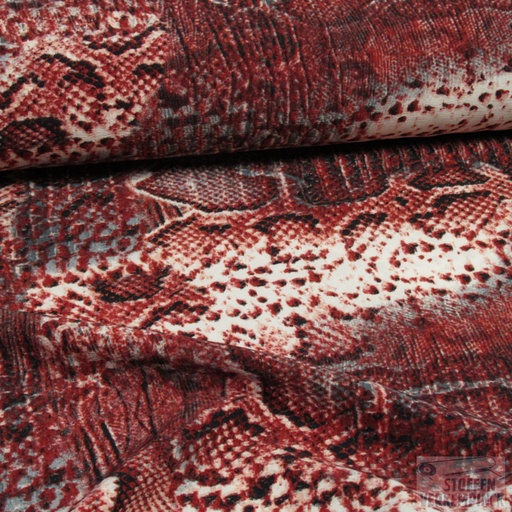 [KI-16401-400] Lengtestretch Print Anaconda Crincle Red