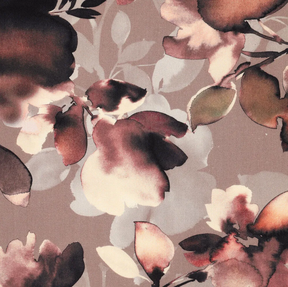 Viscose Twill Painted Floral Vison
