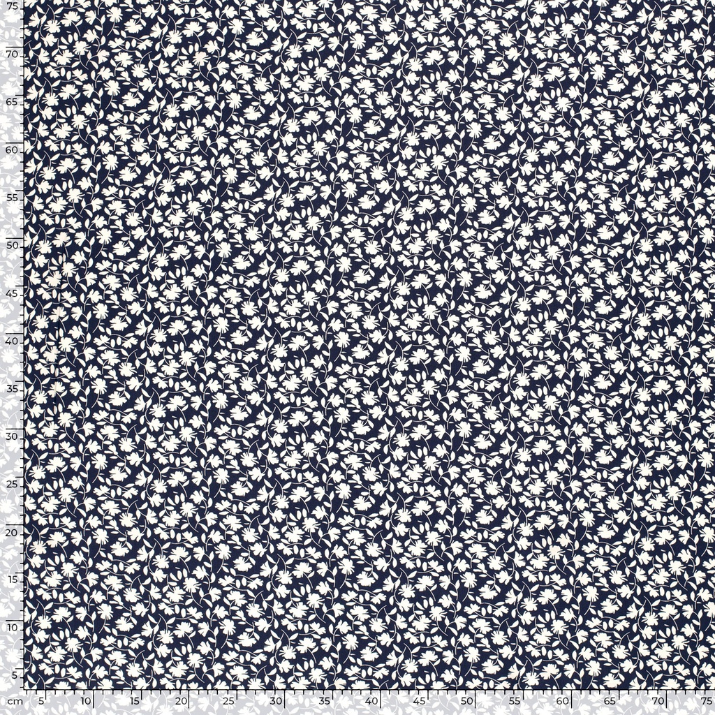 Viscose poplin print bladeren marine