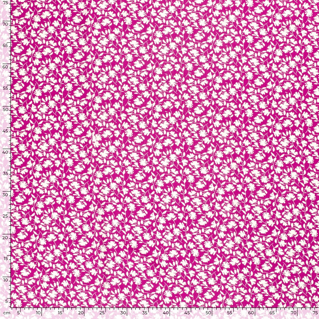 Viscose poplin print bladeren fuchsia
