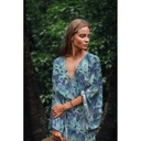 Viscose Digital Leaves Blue/Green