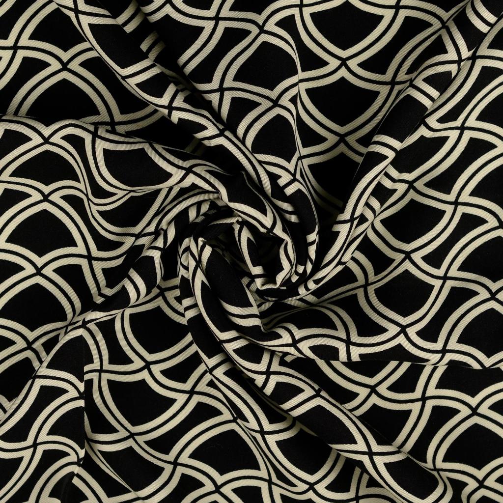 Viscose Twill Crossing Waves Black