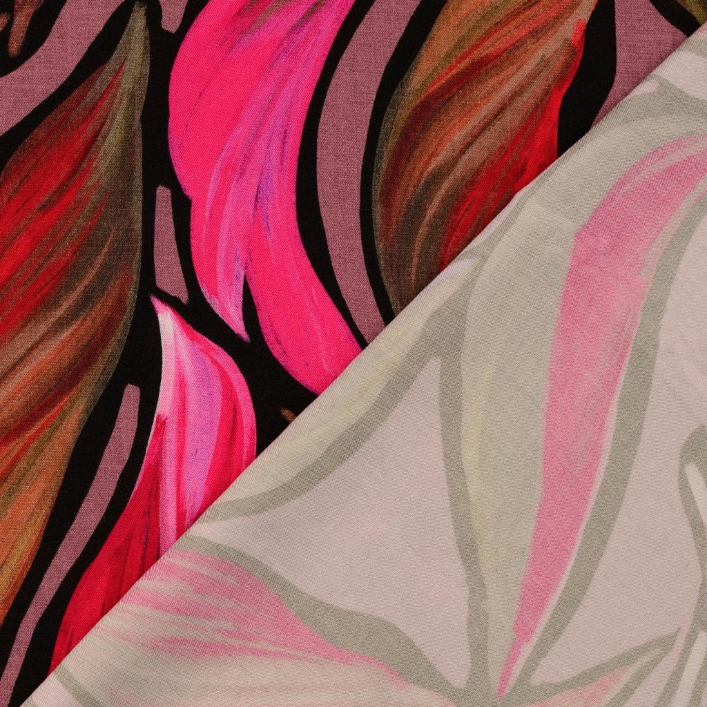 Visc. twill dig. Print Leaves Pink