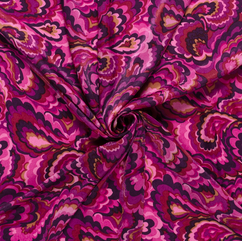 Velvet Satin Big Paisley Fuchsia
