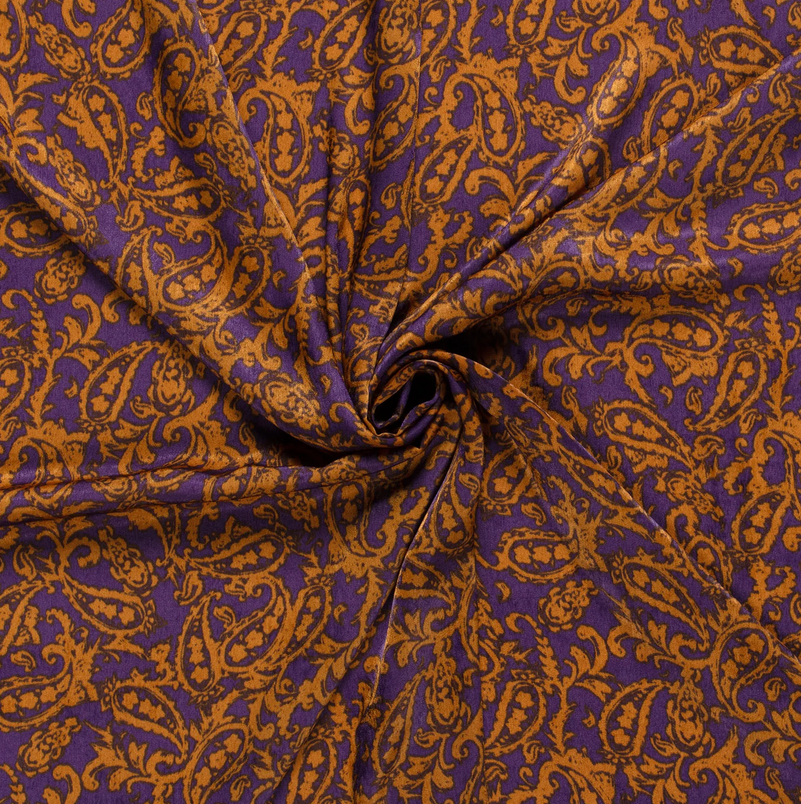Velvet Satin Paisley Purple