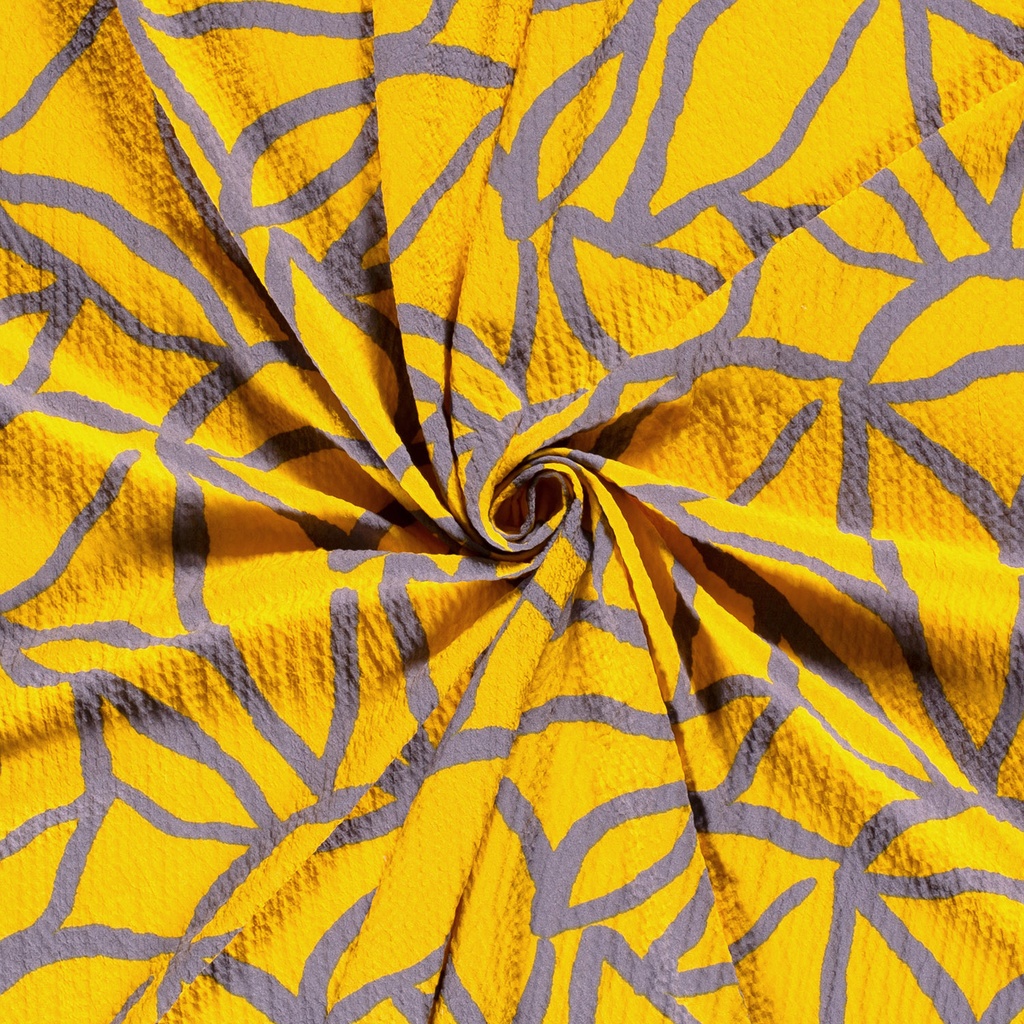 Viscose stretch print abstract geel