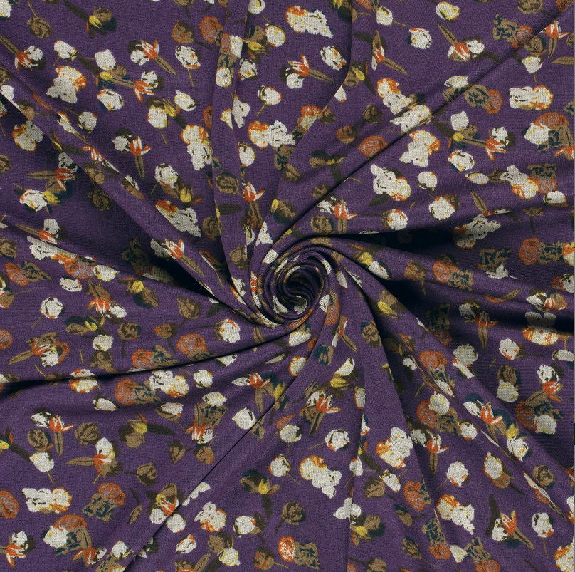 Dubbeljersey Small Flowers Purple