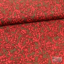 Velvet Satin Paisley Kaki/Red