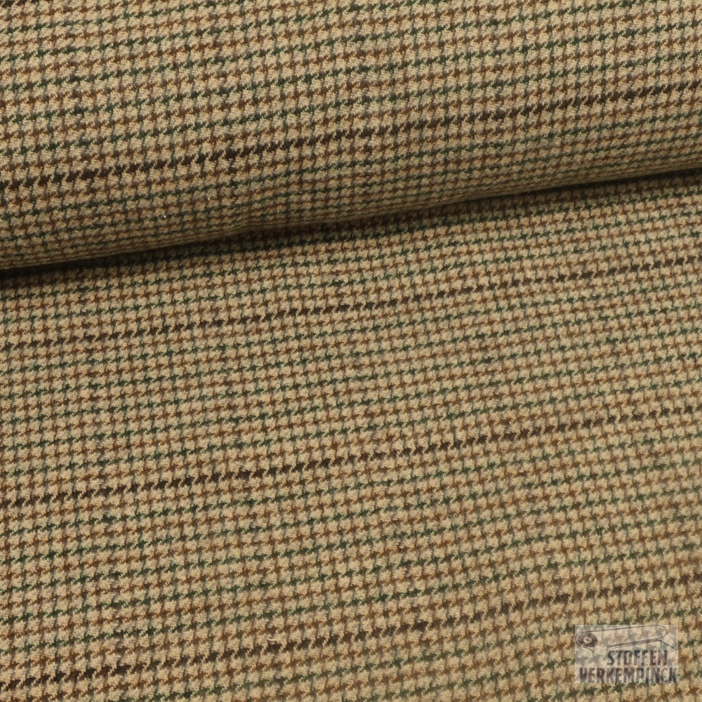 Mantelstof Prince de Galle Beige/Groen/Bruin