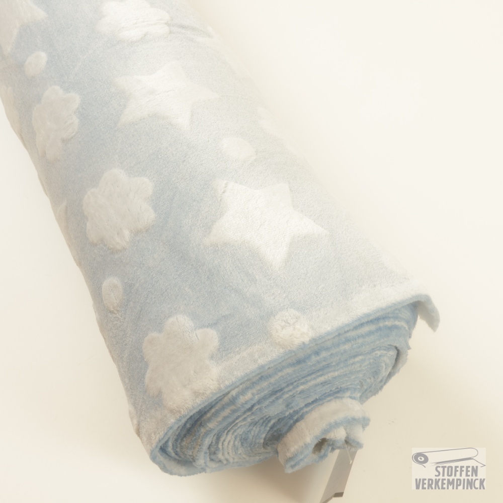 Wellnessfleece Print Stars/Flowers - Light Blue
