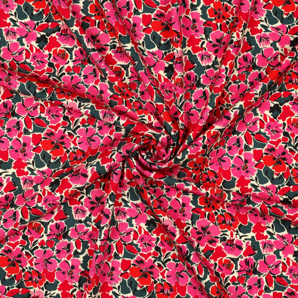Viscose stretch Digital Violets Pink