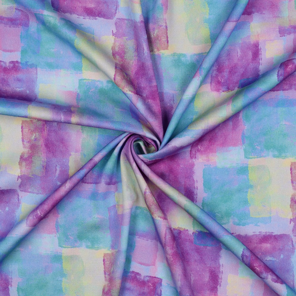 Viscose stretch Digital Shapes Blue/Violet