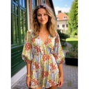 Viscose Digital Flowers Off White