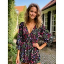 Viscose Satin Digi. Fielf Flowers Black