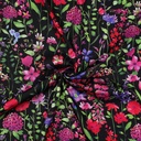 Viscose Satin Digi. Fielf Flowers Black