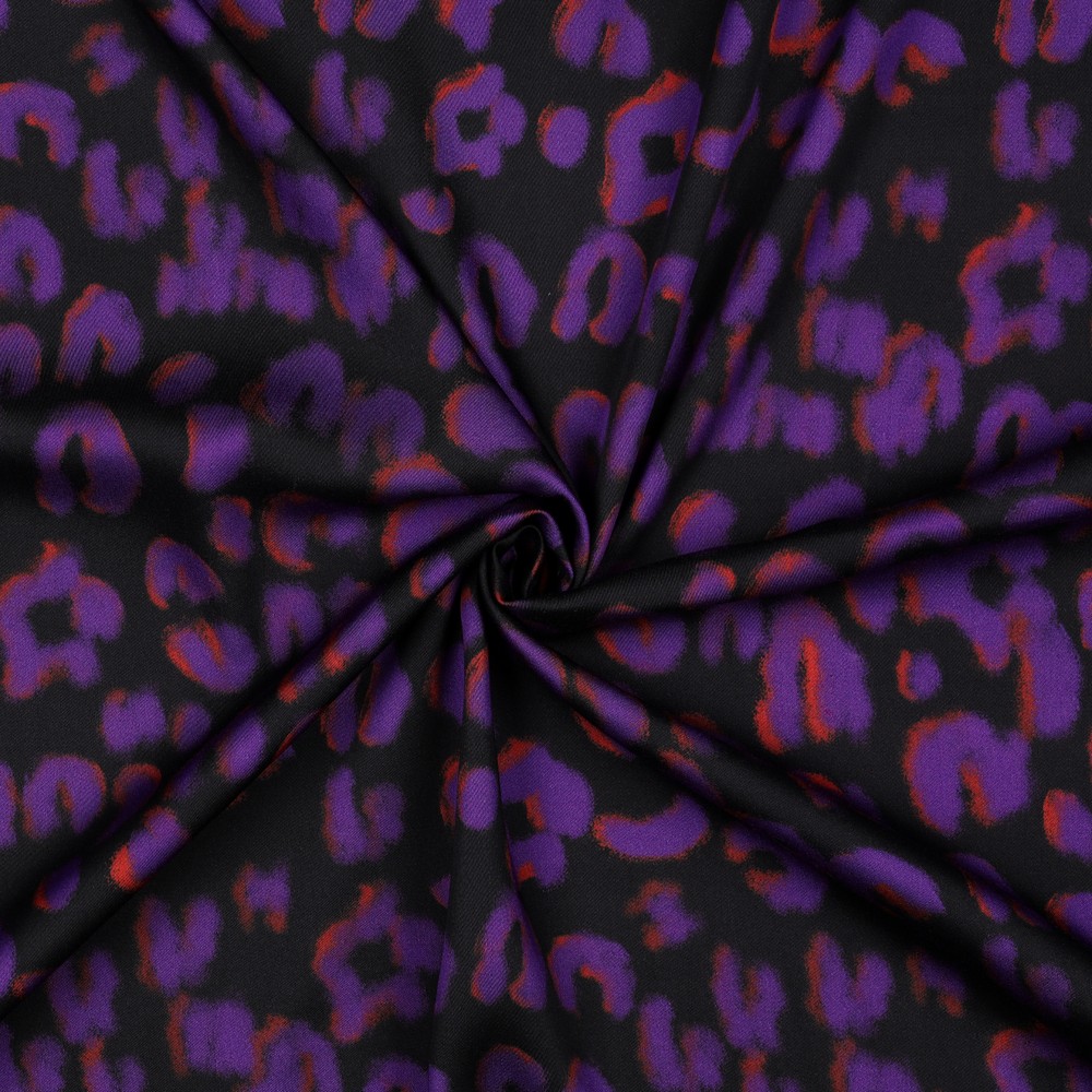 Viscose Satin Digi. Animal Purple