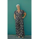 Stretch Magnolia Modern Flowers Navy