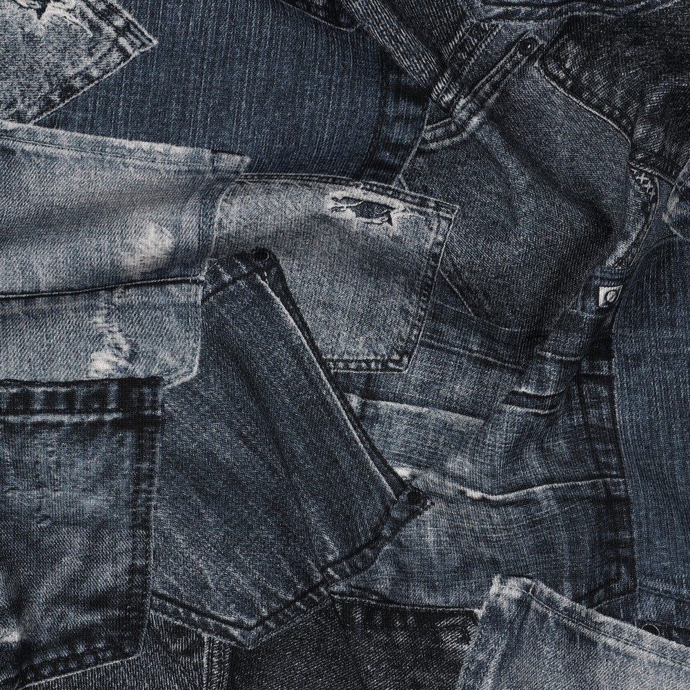 Jersey Digital Jeans Pockets Navy