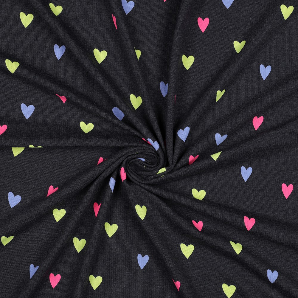 Jersey Melange Neon Hearts Dark Denimblue