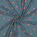 Jersey Melange Neon Hearts Dusty Petrol
