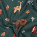 Fine Poplin Digital Forest Animals Dark Green