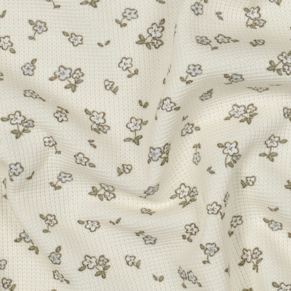Jersey Waffle Small Flower Ecru