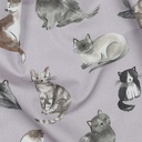 Fine Poplin Digital Cats Dusty Lilac