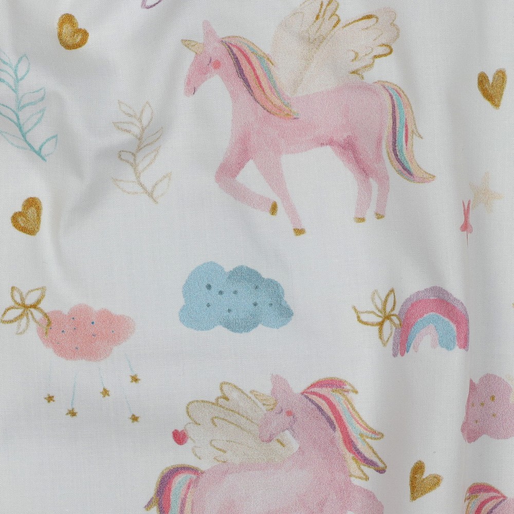 Fine Poplin Digital Unicorns White
