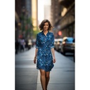 Fine Poplin Digital Leaves/Flowers Blue