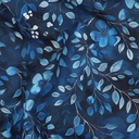 Fine Poplin Digital Leaves/Flowers Blue