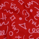 Fine Poplin Abstract Drawing Red/Rose